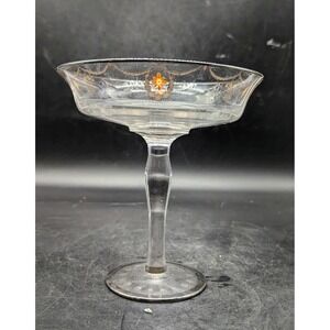Vintage Westmoreland 1800 Compote Art Deco Etched Glass Silver Overlay 6.75"